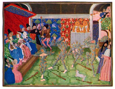 حفلة تنكرية في البلاط الفرنسي ، 1393 ، 1470-1475. بواسطة سيد هارلي Froissart