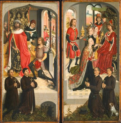رسول أبنير أمام داود ، ملكة سبأ يقدم الهدايا لسليمان ... ، حوالي. 1480. بواسطة سيد أسطورة القديسة باربرا