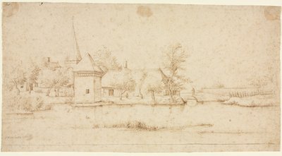 المناظر الطبيعية مع قرية Moated بواسطة سيد المناظر الطبيعية الصغيرة