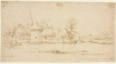 منظر طبيعي بقرية Moated ، 1559-1561. بواسطة سيد المناظر الطبيعية الصغيرة