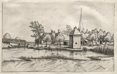 مناظر للقرى في برابانت وكامبين: قرية Moated ، ج. 1561. بواسطة سيد المناظر الطبيعية الصغيرة