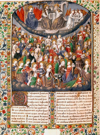 المحكمة السماوية أو السعادة الأبدية ، صورة مصغرة مأخوذة من "De civitate dei" (مدينة الله) للقديس أوغسطينوس الهيبو (354-430) بواسطة ماستر فرانسوا (القرن الخامس عشر) 1470 شانتيلي ، متحف كوندي بواسطة Maître François