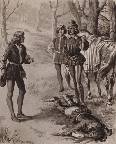 رسم توضيحي لكتاب "الدير والموقد" لتشارلز ريد (مطبوعة حجرية) بواسطة مات بيد هيويردين