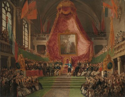 الافتتاح الرسمي لجامعة غينت من قبل أمير أورانج في غرفة العرش في دار البلدية في 9 أكتوبر 1817 بواسطة ماثيو اغناطيوس فان بري