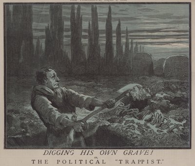 Digging His Own Grave! or, The Political Trappist (colour litho) بواسطة ماثيو 