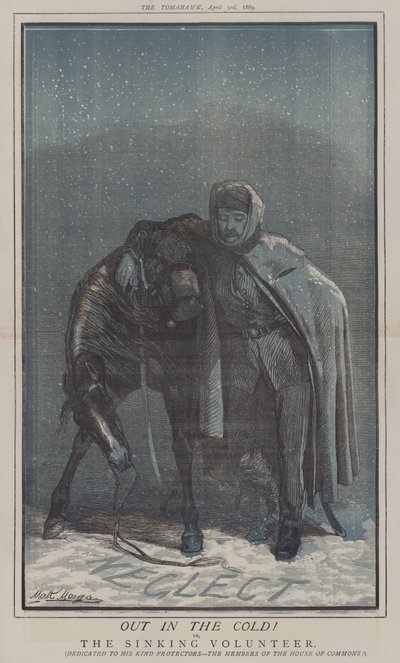 خارجا في البرد! أو ، The Sinking Volunteer (color litho) بواسطة ماثيو 