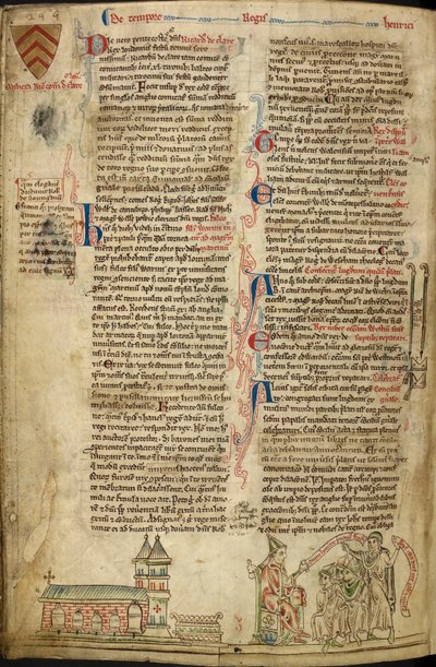 Royal 14C VII ، f.138v Westminster Abbey and the Shrine of St. Edward ؛ على اليمين ، البابا إنوسنت الرابع في مجلس ليون ، رسم توضيحي من "هيستوريا أنجلوروم" بواسطة ماثيو باريس