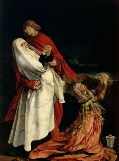 العذراء ومريم المجدلية عند سفح الصليب، تفاصيل من لوحة إيزنهايم ألتاربيس، حوالي 1510-15 (تفاصيل 3706) بواسطة ماتياس (1480 1528) جرونوالد