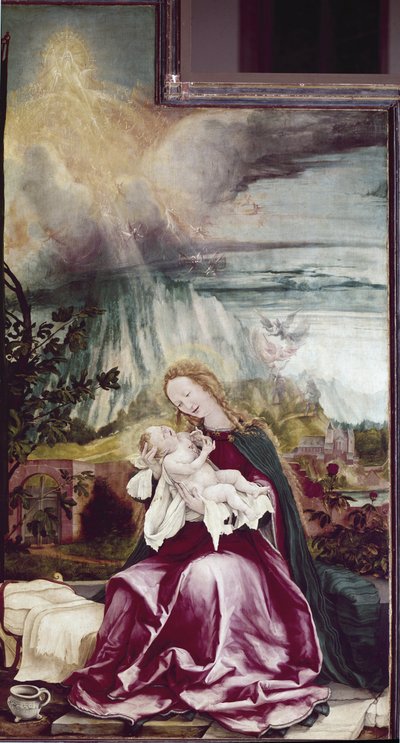 رمزية من Nativite. Issenheim Altarpiece (أو Isenheim) - رسم لماتياس جرونوالد (حوالي 1475-1528) ، زيت على خشب بواسطة ماتياس (1480 1528) جرونوالد