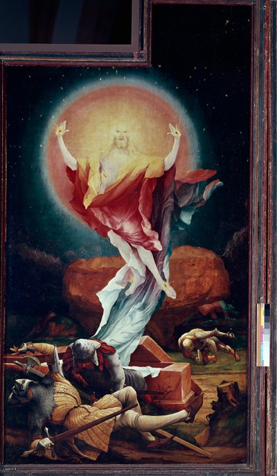 Altarpiece of Issenheim (أو Isenheim): "" القيامة "" اللوحة اليمنى لماثيس نيثاردت جوثاردت ديت ماتياس غرونوالد (1480-1528) (كل شيء) 1512-1516 كولمار ، متحف Unterlinden بواسطة ماتياس (1480 1528) جرونوالد