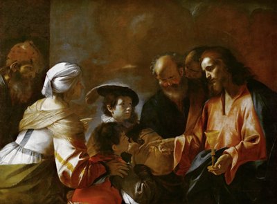 المسيح يبارك الأطفال دع الأطفال الصغار يأتون إليّ ، ج. 1635. بواسطة ماتيا بريتي