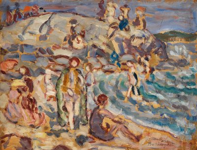 مشهد الشاطئ والتل بواسطة Maurice Brazil Prendergast