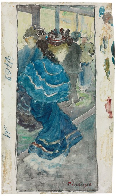 امرأة أنيقة في ثوب أزرق ، c.1893-94 بواسطة موريس برازيل برندرغاست
