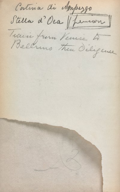 كراسة الرسم الإيطالية: ملاحظات الصفحة 3 ، 1898-1899. بواسطة موريس برازيل برندرغاست