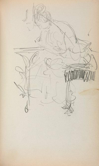 كراسة الرسم الإيطالية: خياطة امرأة جالسة صفحة 153 ، 1898-1899. بواسطة موريس برازيل برندرغاست