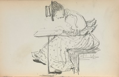 صفحة الرسم الإيطالية: امرأة جالسة صفحة 107 ، 1898-1899. بواسطة موريس برازيل برندرغاست