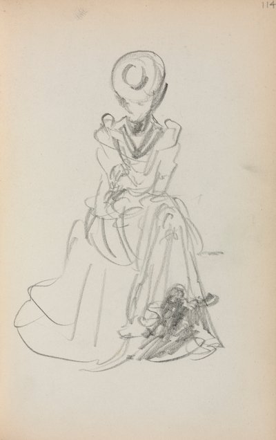 كراسة الرسم الإيطالية: امرأة جالسة صفحة 114 ، 1898-1899. بواسطة موريس برازيل برندرغاست