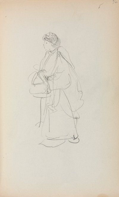 كراسة الرسم الإيطالية: امرأة واقفة تحمل حقيبة 56 صفحة 1898-1899. بواسطة موريس برازيل برندرغاست