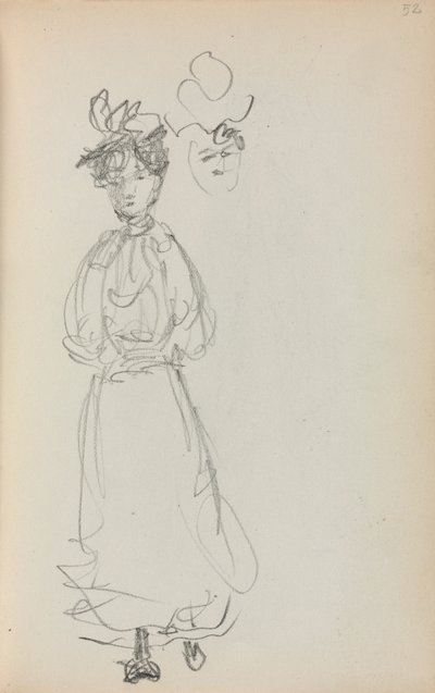 كراسة الرسم الإيطالية: امرأة دائمة ، صفحة 52 ، 1898-1899. بواسطة موريس برازيل برندرغاست