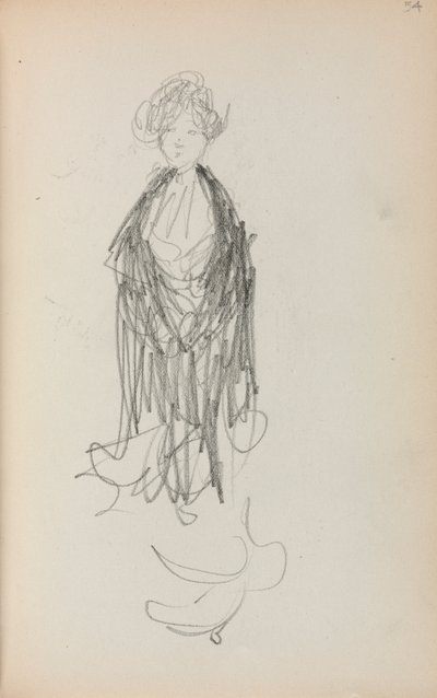 كراسة الرسم الإيطالية: امرأة تقف مع شال الصفحة 54 ، 1898-1899. بواسطة موريس برازيل برندرغاست