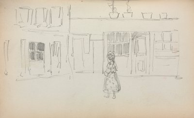 كراسة الرسم الإيطالية: مشهد الشارع مع فتاة صفحة 159 ، 1898-1899. بواسطة موريس برازيل برندرغاست