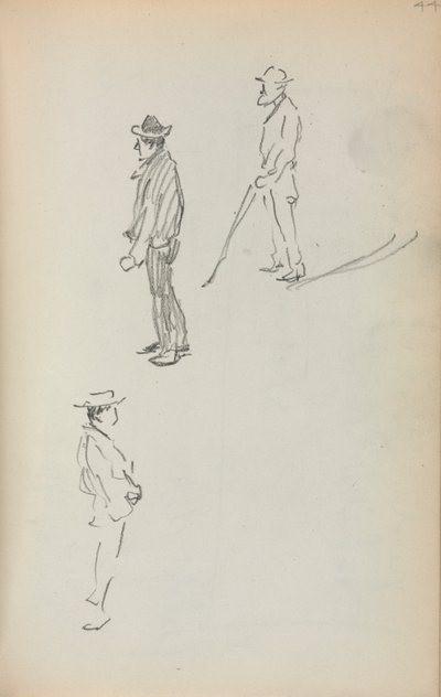كراسة الرسم الإيطالية: ثلاثة رجال قائمون صفحة 44 ، 1898-1899. بواسطة موريس برازيل برندرغاست