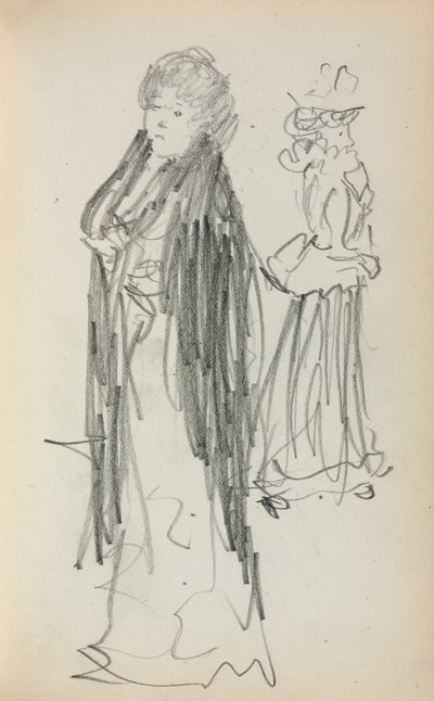 صفحة كراسة الرسم الإيطالية: امرأتان واقفتان صفحة 129 ، 1898-1899. بواسطة موريس برازيل برندرغاست