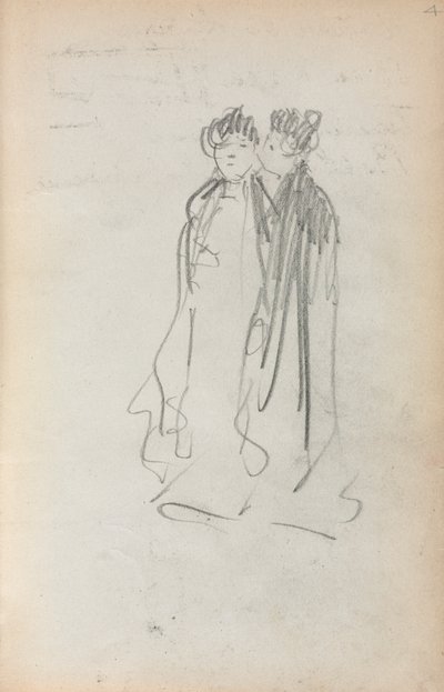 كراسة الرسم الإيطالية: امرأتان قائمتان الصفحة 4 ، 1898-1899. بواسطة موريس برازيل برندرغاست