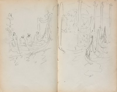 كراسة الرسم الإيطالية: ميناء البندقية عرض الصفحة 31 و 32 ، 1898-1899. بواسطة موريس برازيل برندرغاست