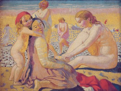 على الشاطئ بقبعة حمراء بواسطة Maurice Denis