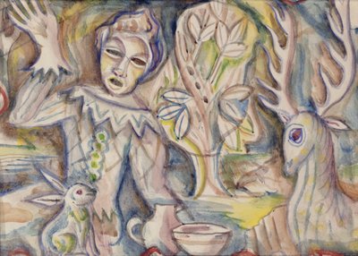 Harlequin ، حوالي 1940-41 (ألوان مائية على ورق) بواسطة موريس دينتون ولش