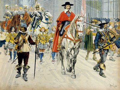 History of France: Entrment of King Louis XIII (1601-1643) and Cardinal Richelieu (Armand Jean du Plessis بواسطة موريس ليلوار