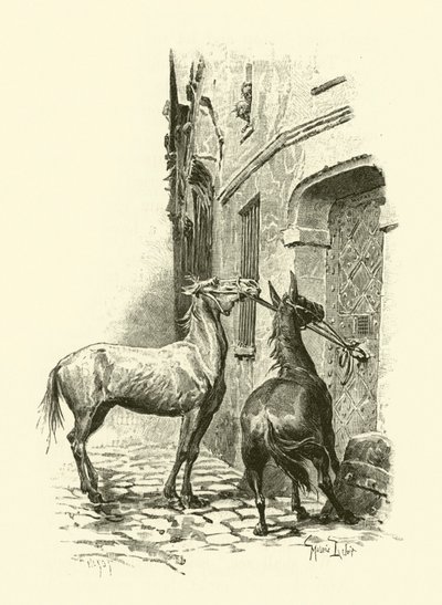 رسم توضيحي للفرسان الثلاثة (نقش) بواسطة موريس ليلوار