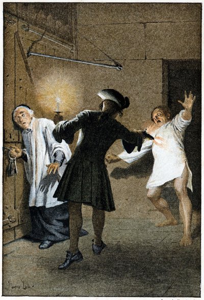 L'Evasion - في "تاريخ Manon Lescaut و Chevalier Des Grieux" للكاتب الفرنسي لاب بريفوست (1697-1763). نقش بعد رسومات موريس ليلوار (1885). بواسطة موريس ليلوار