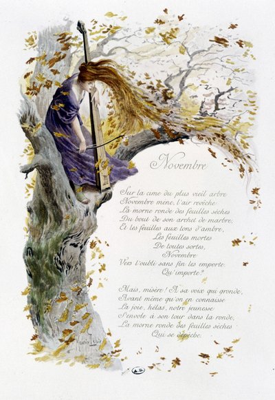 نوفمبر "أغنية الشهر" بقلم جيروم دوسيه ، رسم توضيحي - موريس ليلوار ، محرر. ريمس 1904. إل ميشود بواسطة موريس ليلوار