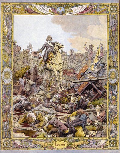 الأمير لويس الثاني من بوربون كوندي (بوربون كوندي) ، المعروف باسم غراند كوندي (1621-1686) ، دوق إنين يرحب بجثة كونت فونتين في معركة روكروي (روكروي) ضد الإسبان ، 19 مايو. بواسطة موريس ليلوار