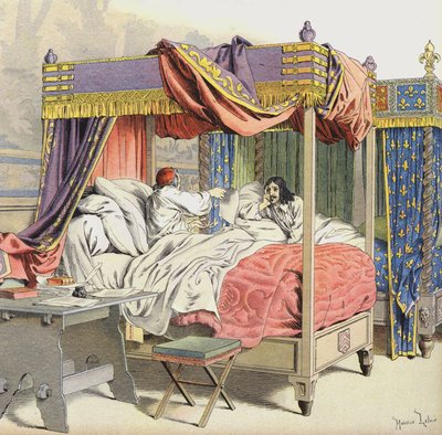 Richelieu و King Louis XIII في أسرّة مجاورة في وقت مؤامرة Cinq-Mars بواسطة موريس ليلوار
