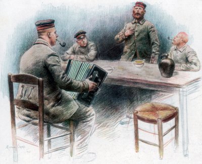 "أغنية عاطفية في المقصف" ، أسرى الحرب الألمان في دينان ، فرنسا ، 1915 ، 1926 بواسطة موريس أورانج