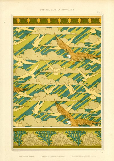 تركيبة الزينة مع النسور والحمائم (مطبوعة حجرية) بواسطة موريس بيلارد فيرنويل