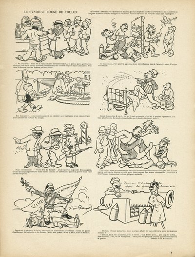 رسم توضيحي لموريس راديجيه (1866-1941) في Le Rire ، 21/12/12 - Le syndicrouge de Toulon - Syndicalisme ، Toulon بواسطة موريس راديجيت