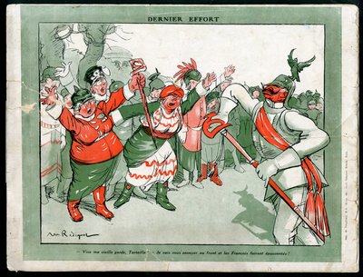 رسم توضيحي لموريس راديجيه (1866-1941) في Mode في ألمانيا ، كاليفورنيا. 1915 - الجهد الأخير - حرب 14-18 ، ألمانيا بروسيا ، أزياء ، ثلاثية - ويليام الثاني بواسطة موريس راديجيت