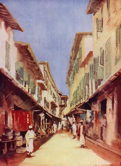 A street in Zanzibar (colour litho) بواسطة موريس راندال