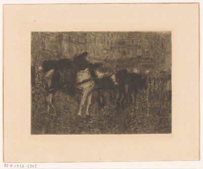 نقل الخيول في ساحة المدينة ليلاً بواسطة موريتس نيكيرك