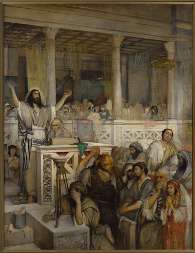 لي المسيح مقدم كفرناحوم - الكرازة بالمسيح في كفرناحوم - موريسي غوتليب (1856-1879). زيت على قماش بواسطة موريسي جوتليب