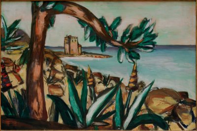 Meerlandschaft mit altem Schloß und Agaven بواسطة ماكس بيكمان