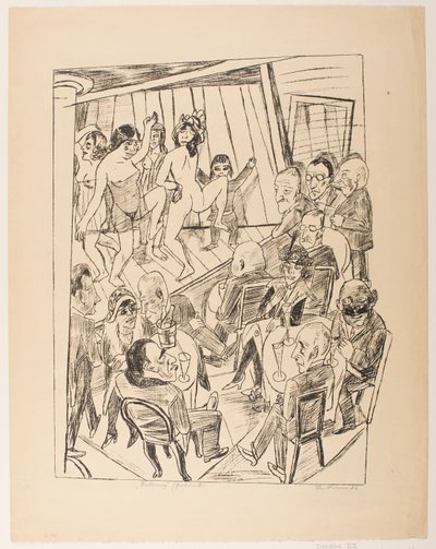 التعري ، اللوحة 4 من سلسلة "رحلة إلى برلين 1922" بواسطة ماكس بيكمان