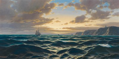 الألمانية: البحرية، غروب الشمس على الساحل بواسطة ماكس جنسن