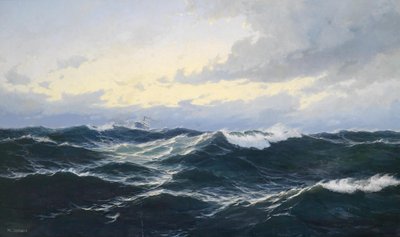 قطعة بحرية مع باخرة بواسطة ماكس جنسن