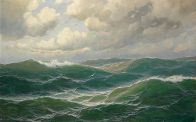 طيور النورس فوق الأمواج بواسطة ماكس جنسن