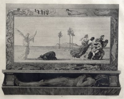 رسم توضيحي "الموت كمخلّص" (Der Tod als Heiland) من الجزء الأول، الجزء الحادي عشر من كتاب "عن الموت بواسطة ماكس كلنجر